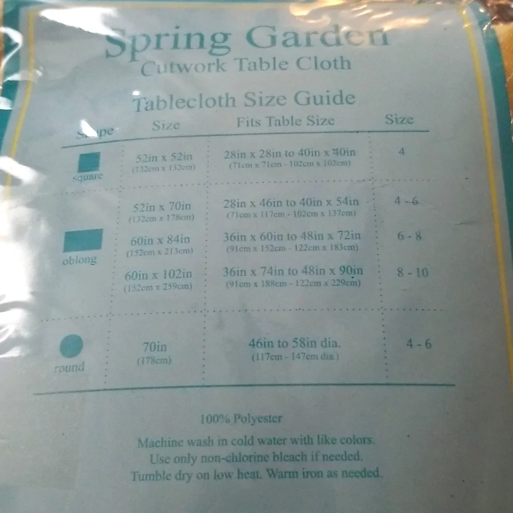 New Spring Garden Yellow Cutwork Table Cloth 52x70